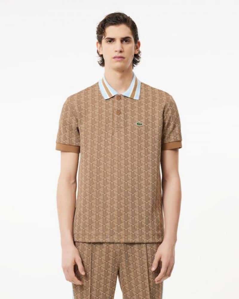 Lacost e Beige Embroidery Logo Premium Polo T-Shirt