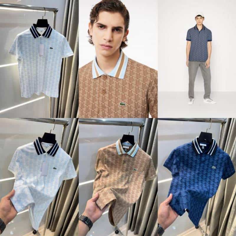 Lacost e Beige Embroidery Logo Premium Polo T-Shirt