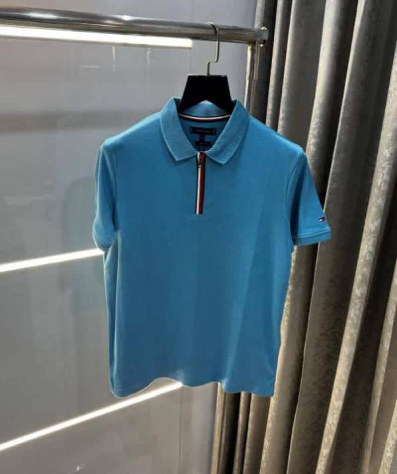 Tommy  Hilfiger English Blue Embroidery Work Premium Polo T-Shirt