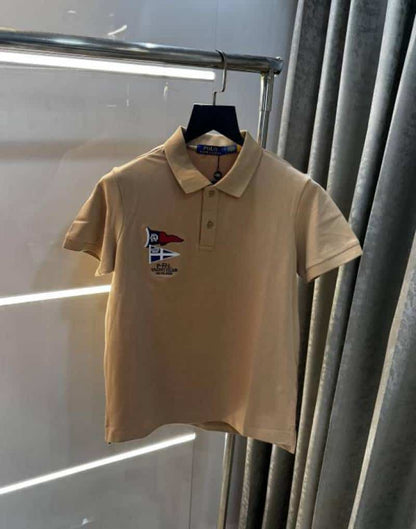 Ralp. h Lauren Beige Embroidery work premium polo t-shirt