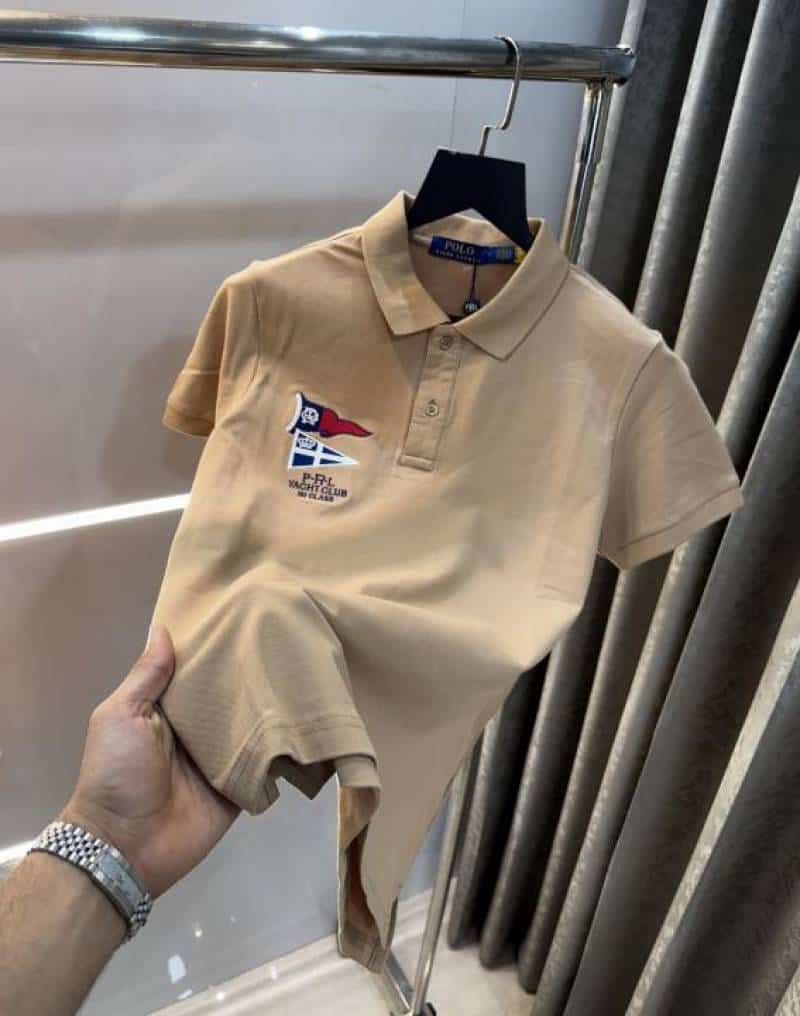 Ralp. h Lauren Beige Embroidery work premium polo t-shirt