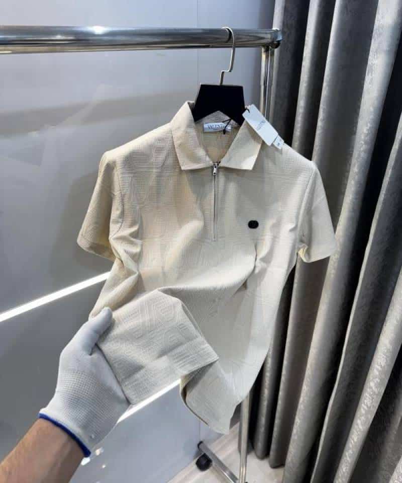 Valentin o Cream MonogR..aM Imported Luxury Polo T-Shirt