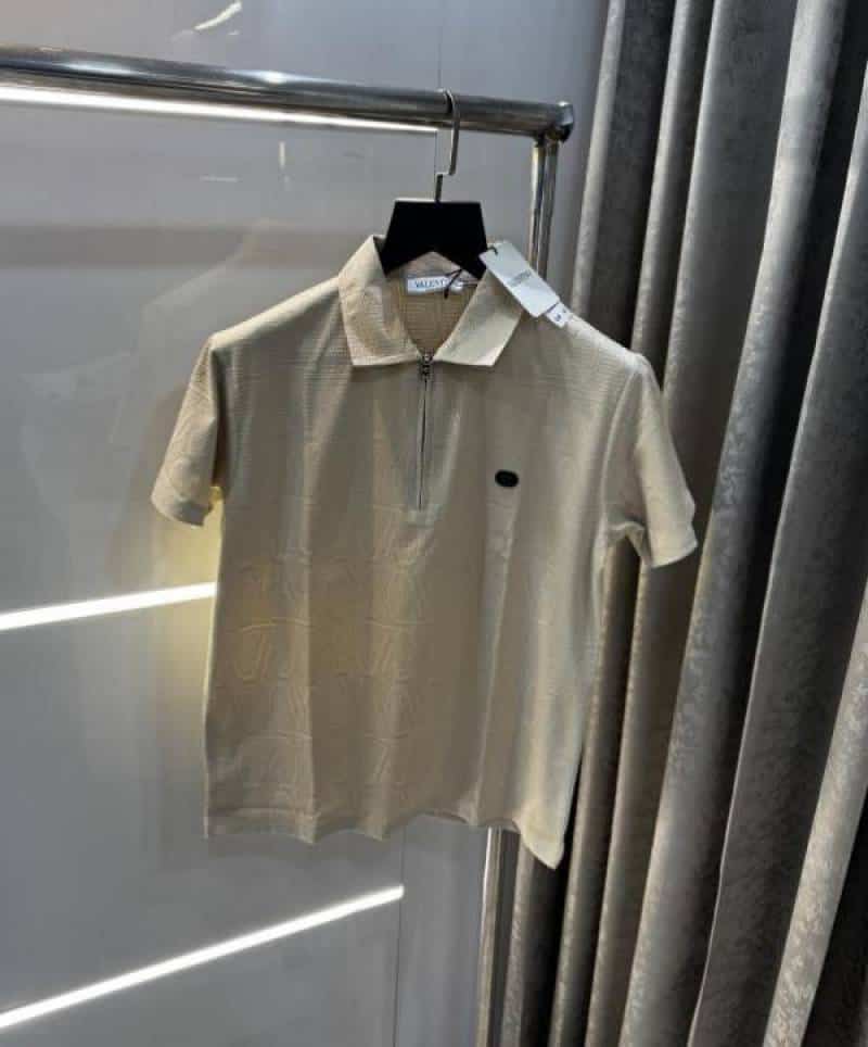 Valentin o Cream MonogR..aM Imported Luxury Polo T-Shirt