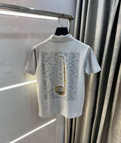 VErsace  Couture Grey Back Print Imported Polo T-Shirt