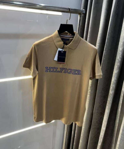 Tommy Hilfige r Beige Logo Work Premium Polo T-Shirt