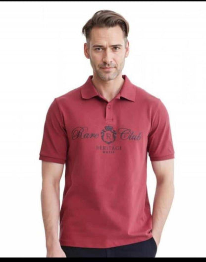 Rare Rabbit Milange Logo Print Premium Polo T-Shirt
