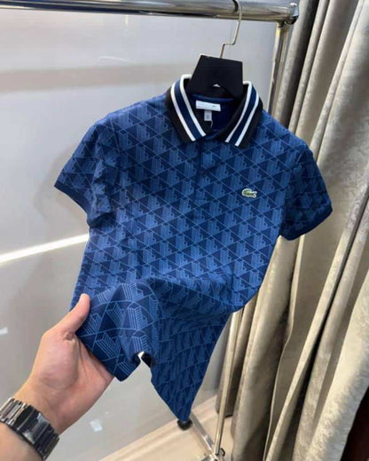 Lacost e Navy Blue Embroidery Logo Premium Polo T-Shirt