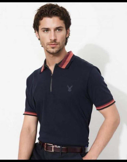 Rare Rabbit Black Zip Premium Polo T-Shirt