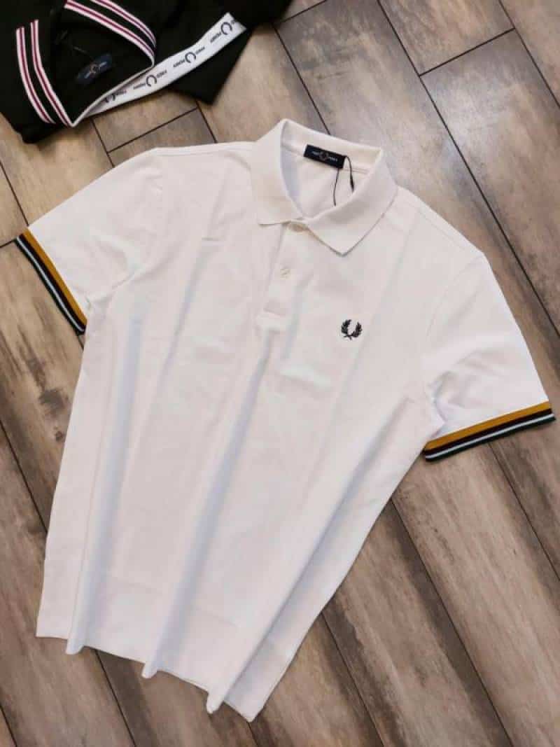 Fred Perry White Embroidery Work Premium Polo T-Shirt