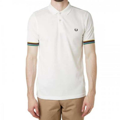 Fred Perry White Embroidery Work Premium Polo T-Shirt