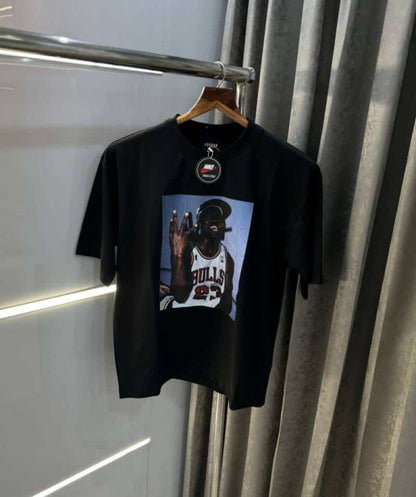 Air Jordan Black Printed Imported Oversized T-Shirt