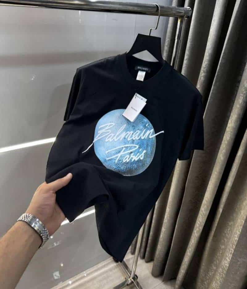 Balmai n Paris Black Logo Print Imported Oversized T-Shirt