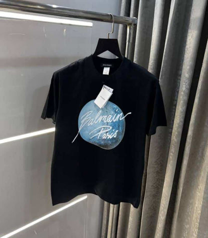 Balmai n Paris Black Logo Print Imported Oversized T-Shirt