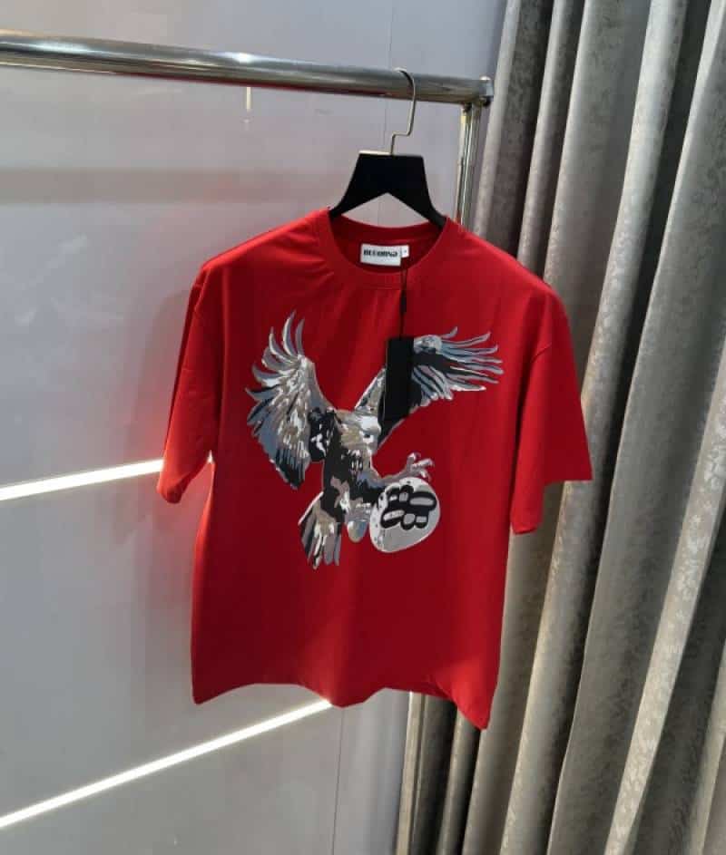 Bluorang Red Eagle Print Imported Oversized T-Shirt