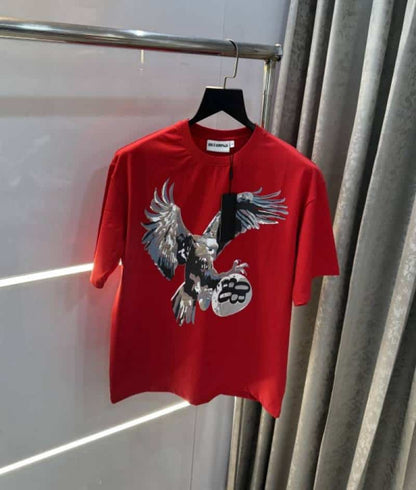 Bluorang Red Eagle Print Imported Oversized T-Shirt