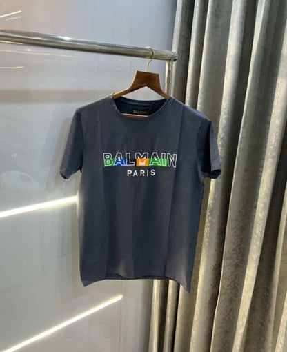 Balmai n Paris Grey Embroidery Logo Premium T-Shirt