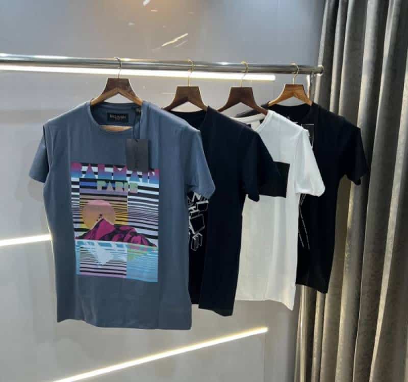 Balmai n paris Grey Logo Print Premium T-Shirt