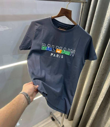 Balmai n Paris Grey Embroidery Logo Premium T-Shirt