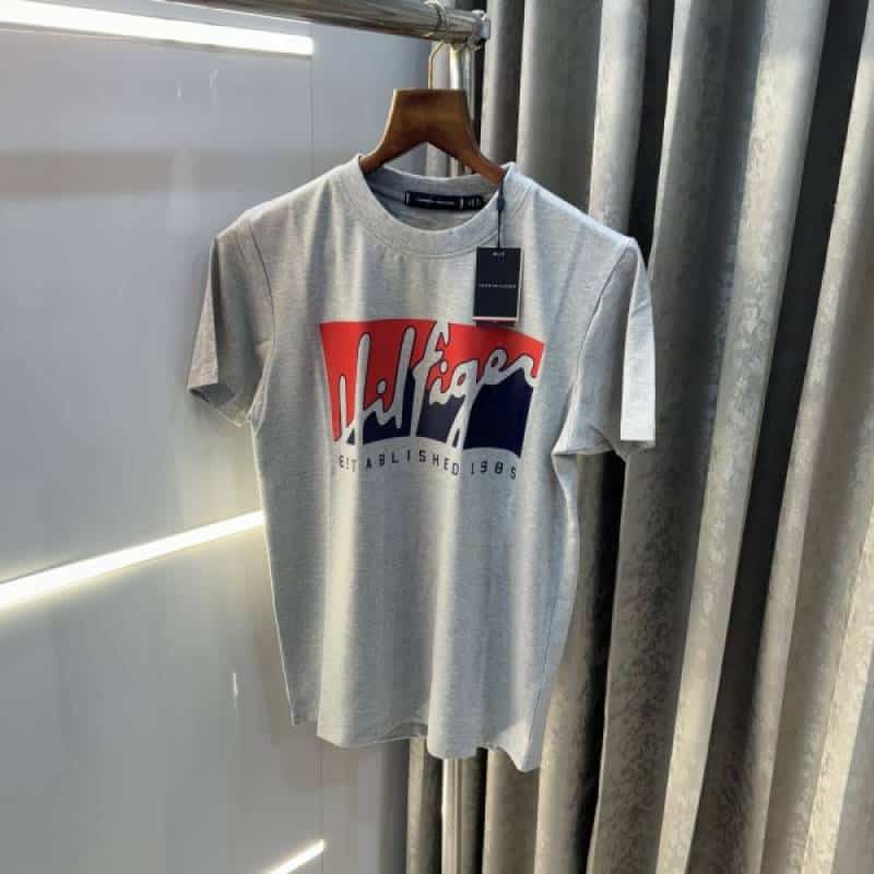 Tommy. Hilfiger Grey Logo Print Premium T-shirt
