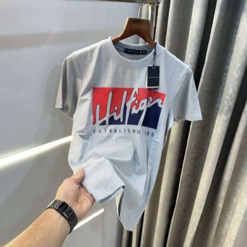 Tommy. Hilfiger Grey Logo Print Premium T-shirt