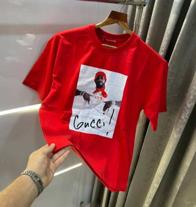 Supreme Red Logo Print Imported Oversized T-Shirt