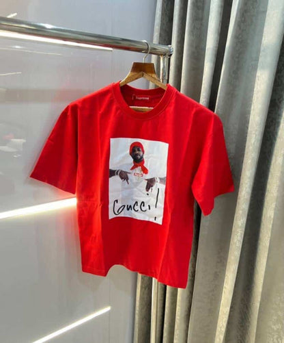 Supreme Red Logo Print Imported Oversized T-Shirt