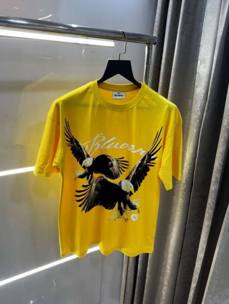 Bluorang Yellow Eagle EmBosS..ed Print Imported Oversized T-Shirt