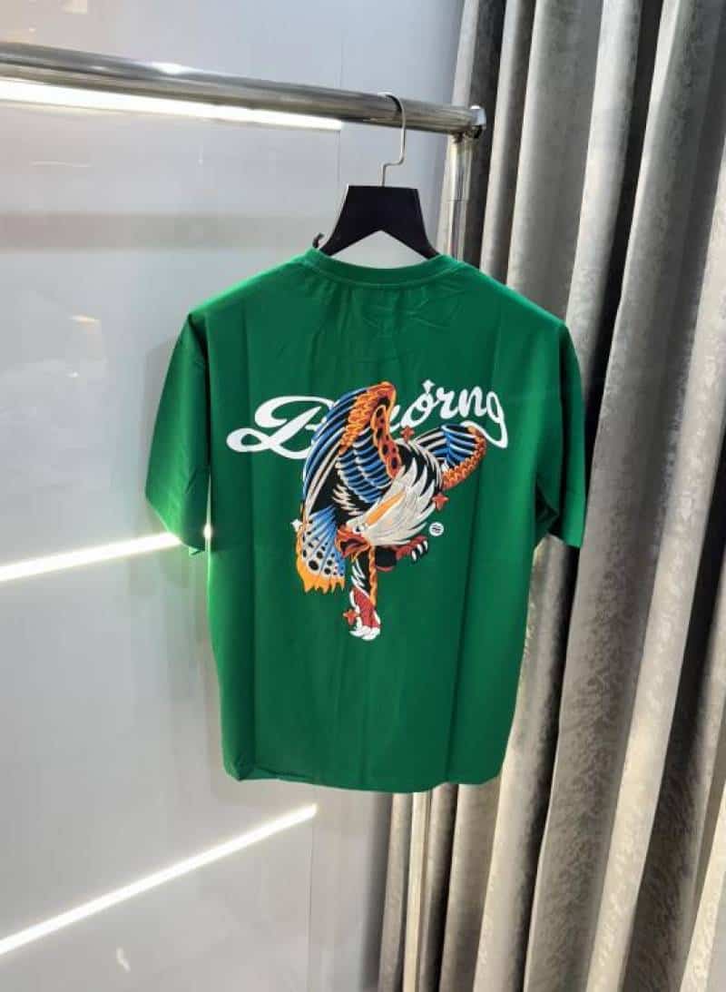 Bluoran g Green Embossed Print Imported Oversized T-Shirt