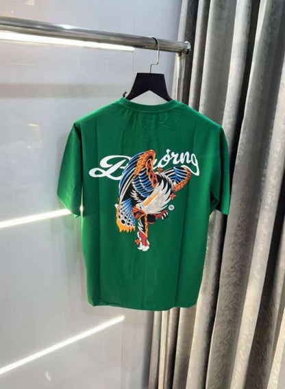 Bluoran g Green Embossed Print Imported Oversized T-Shirt