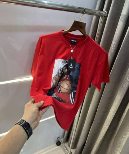 Air Jordan Red Printed Imported Oversized T-Shirt