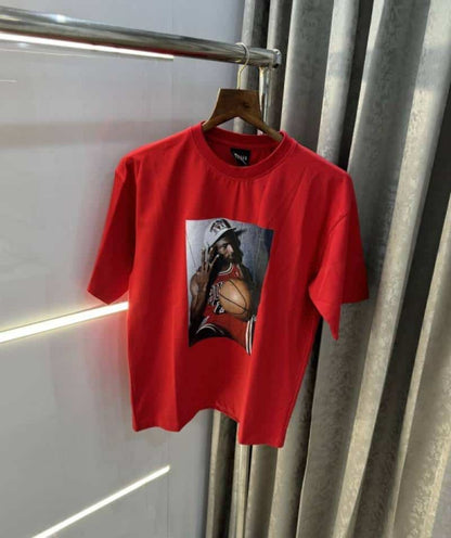 Air Jordan Red Printed Imported Oversized T-Shirt