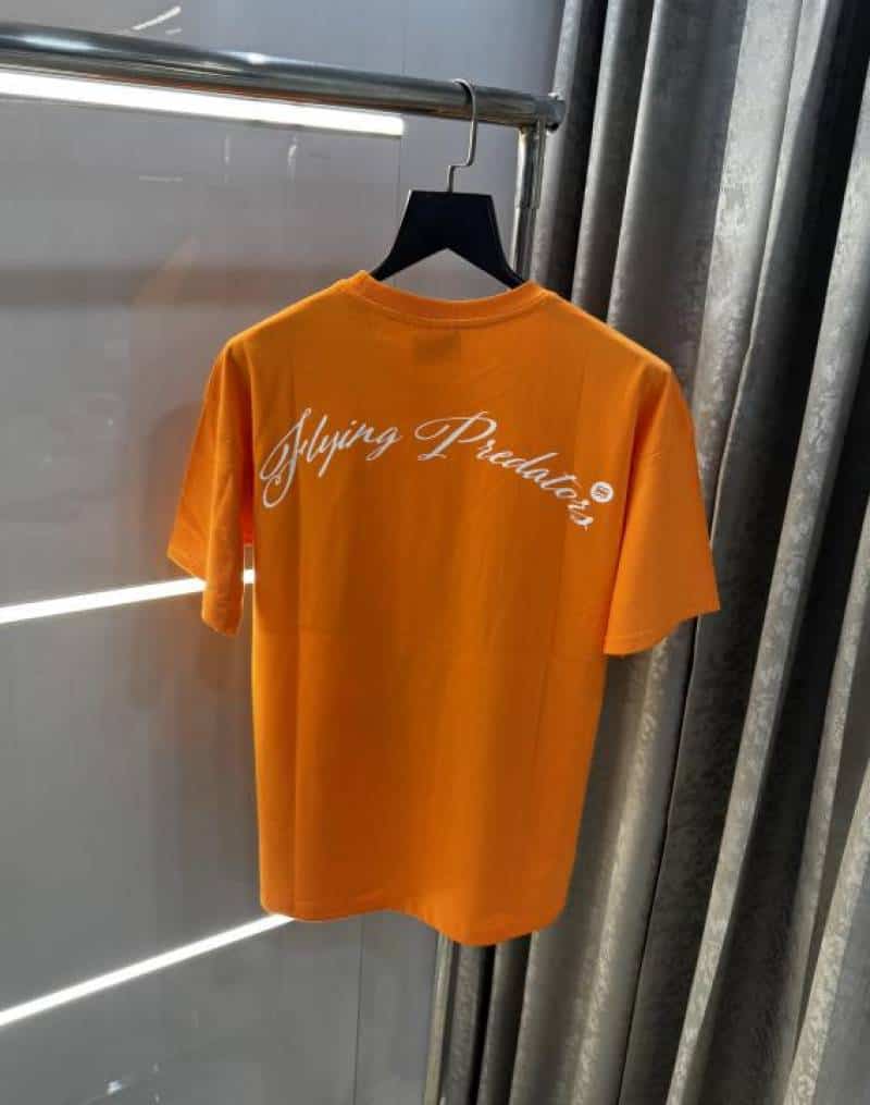 Bluoran g Orange Eagle EmBo...Ssed Print Imported Oversized T-Shirt