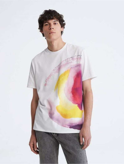 Calvin Klei n White Splash Print Premium T-Shirt