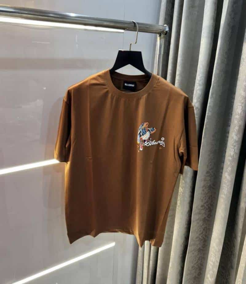 Bluoran g Brown Embossed Print Imported Oversized T-Shirt