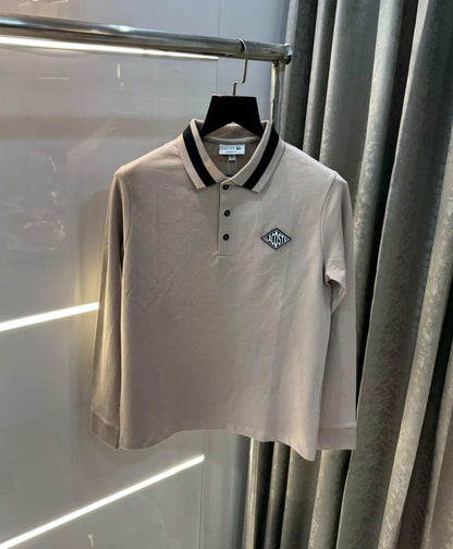Lacost e Beige Premium Classic Full Sleeves Polo T-Shirt