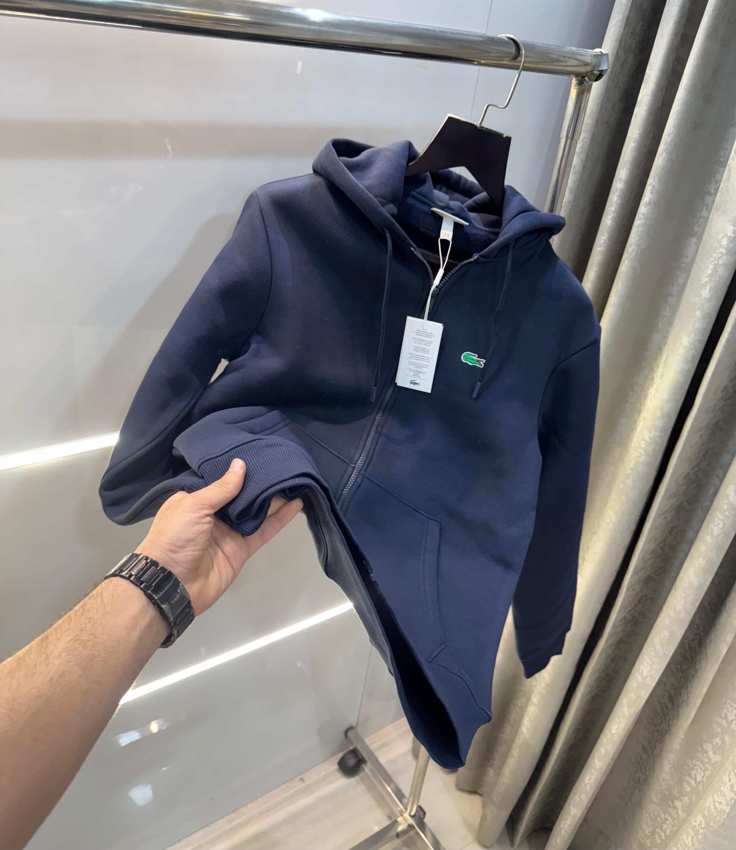 Lacost e Navy Blue Premium Zipper Jacket