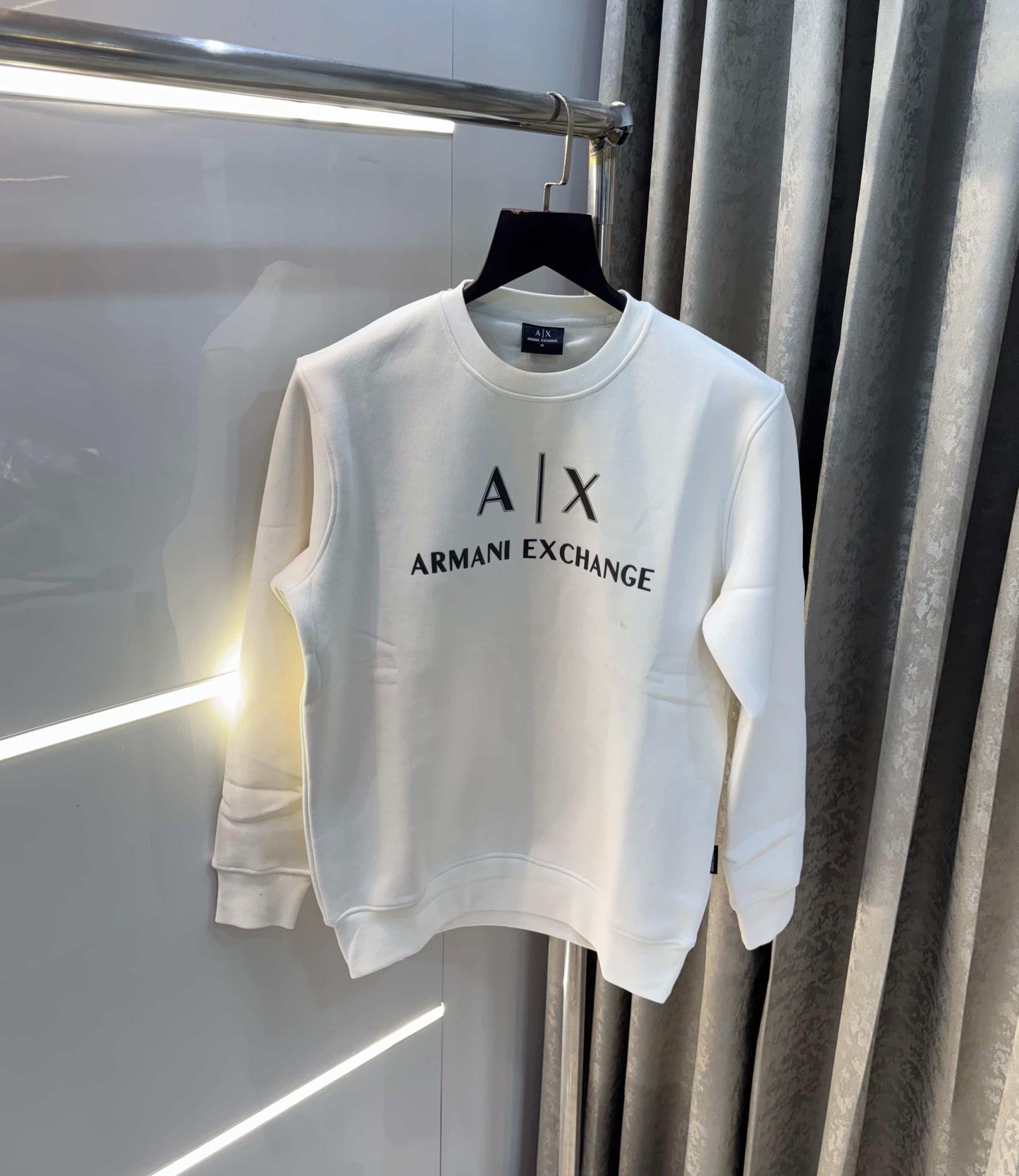Arman i E.xchang e White Logo Work Premium Sweatshirt