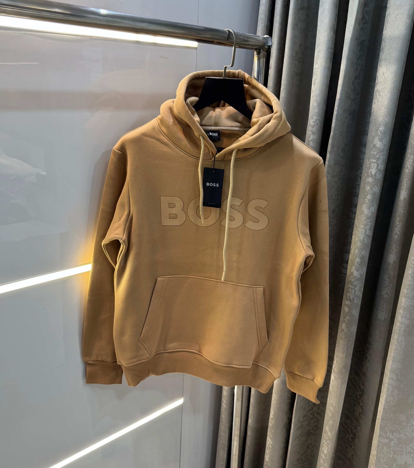 Bos s Beige Embroidery Premium Imported Hoodie