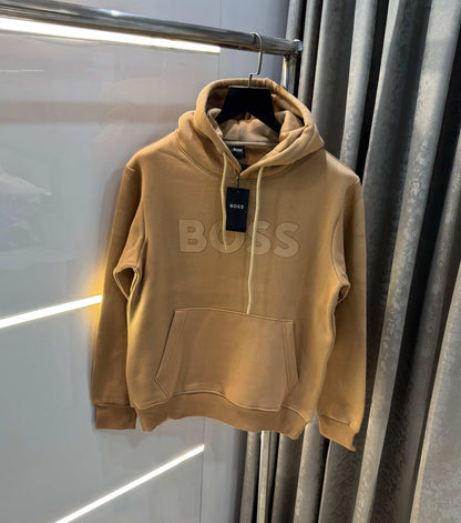 Bos s Beige Embroidery Premium Imported Hoodie