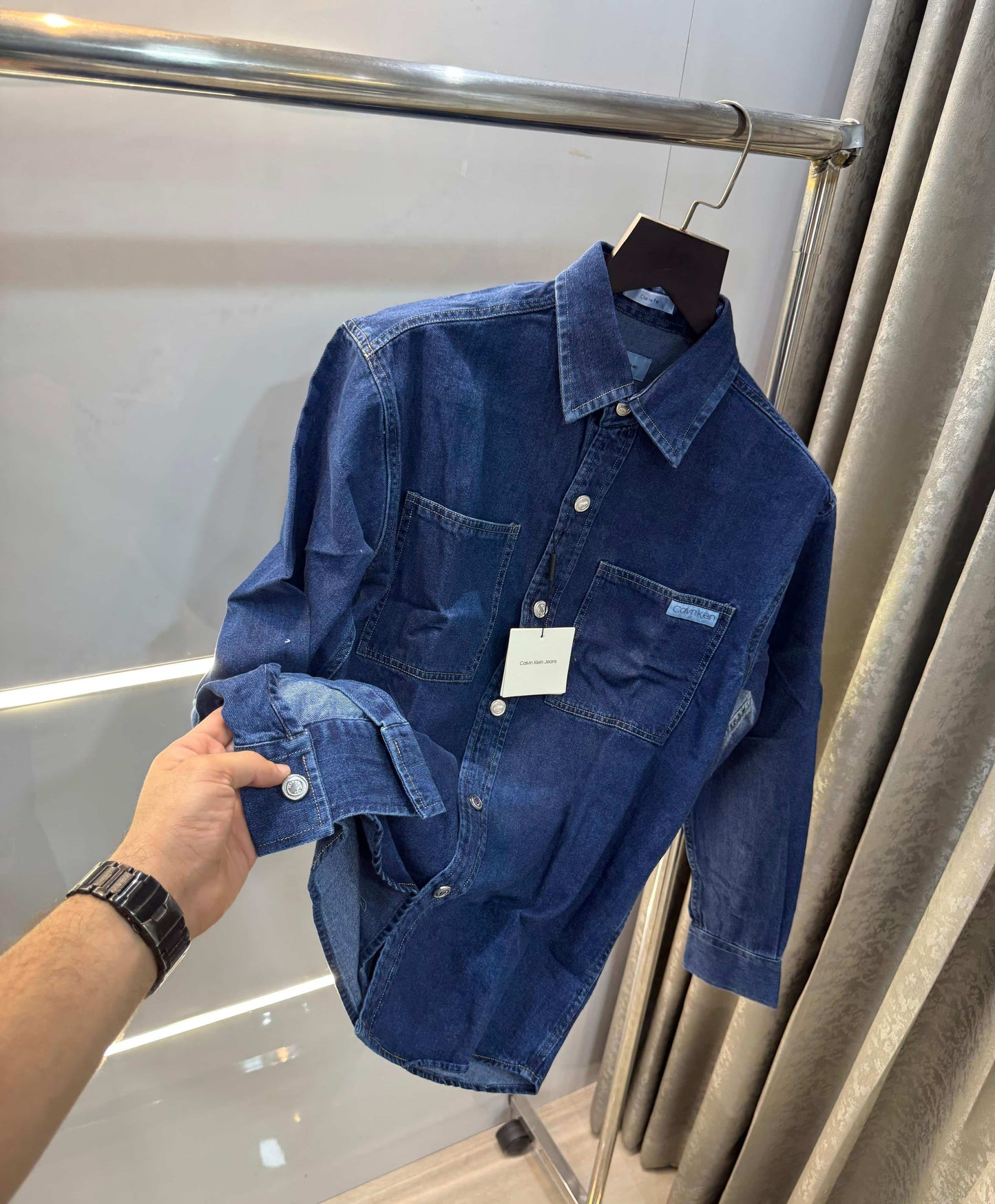 Calvi n Klein blue dineim  Look Premium Classic Shirt