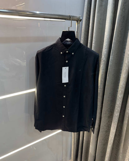 Calvin   klein Black Embroidery Logo Premium Linen Shirt