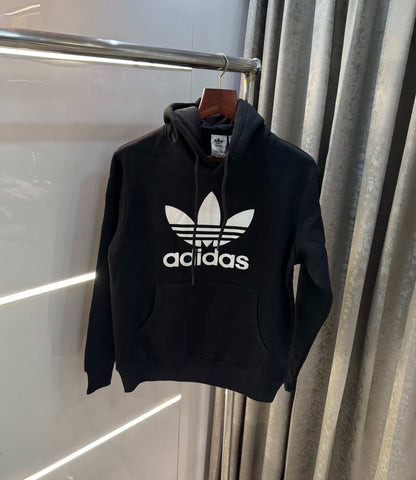 Adida s Black Logo Print Premium Classic Hoodie