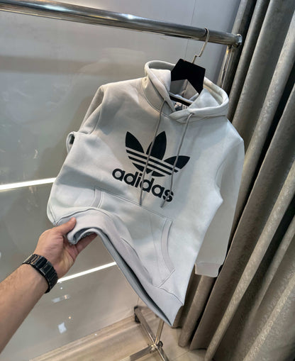 Adida s Grey Logo Print Premium Classic Hoodie