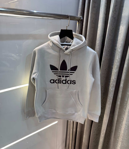 Adida s Grey Logo Print Premium Classic Hoodie