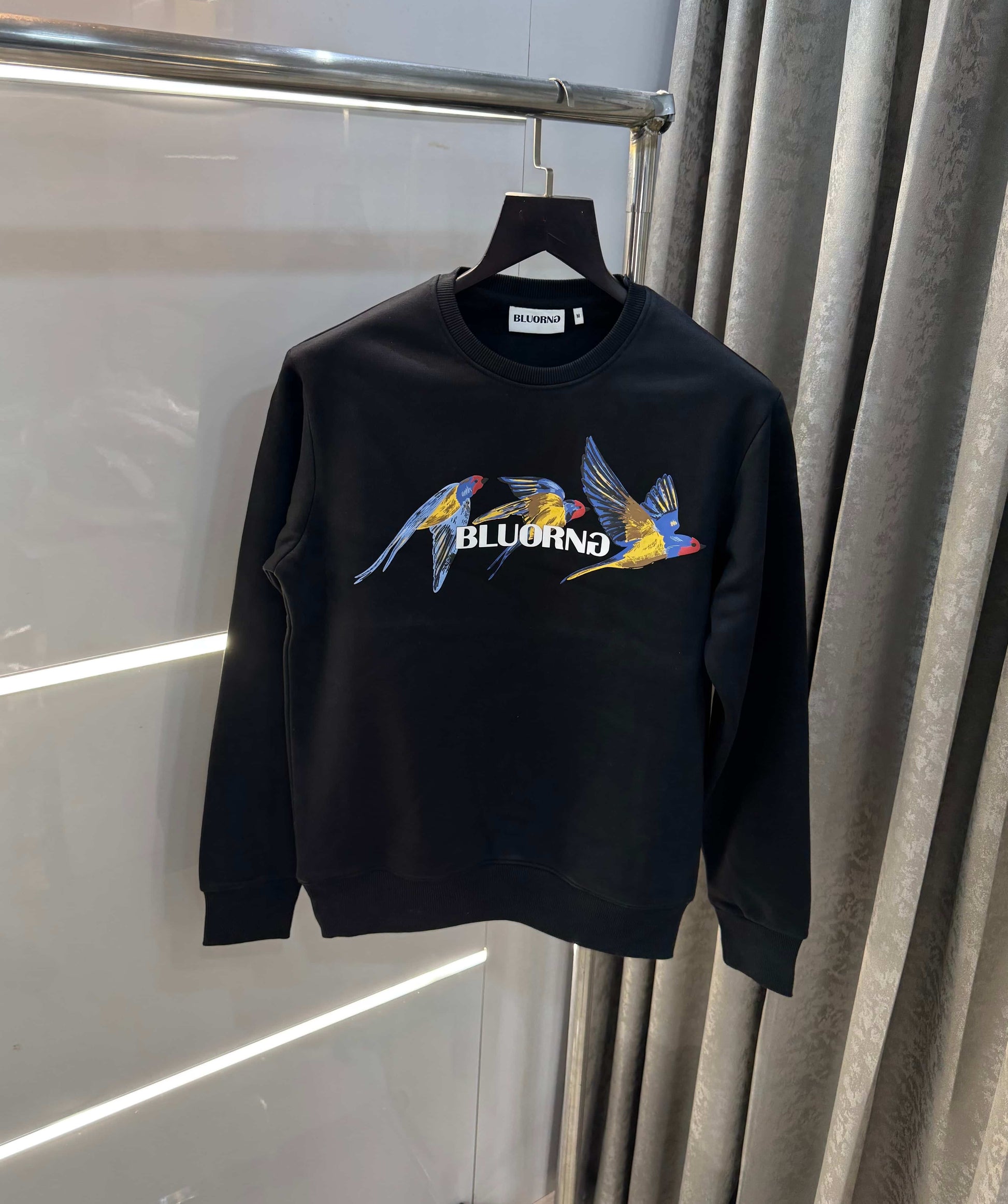 Bluorng Black Emb0_sSed Logo Premium Sweatshirt