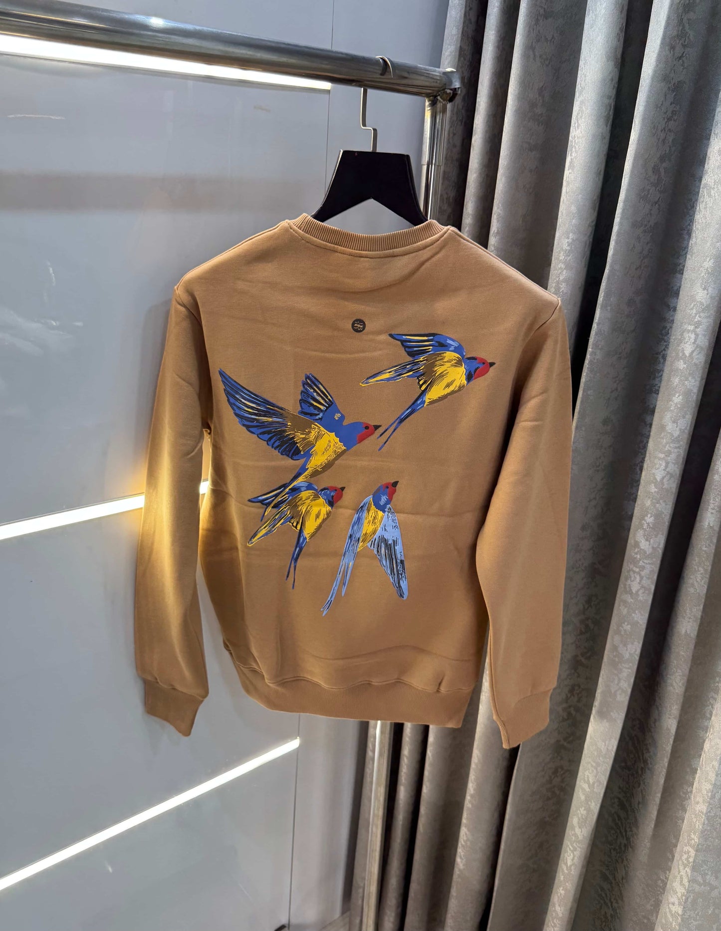 Bluorng Beige EmbO-sSed Logo Premium Sweatshirt