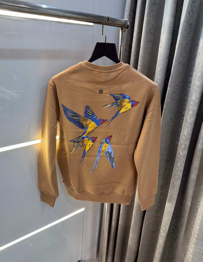 Bluorng Beige EmbO-sSed Logo Premium Sweatshirt