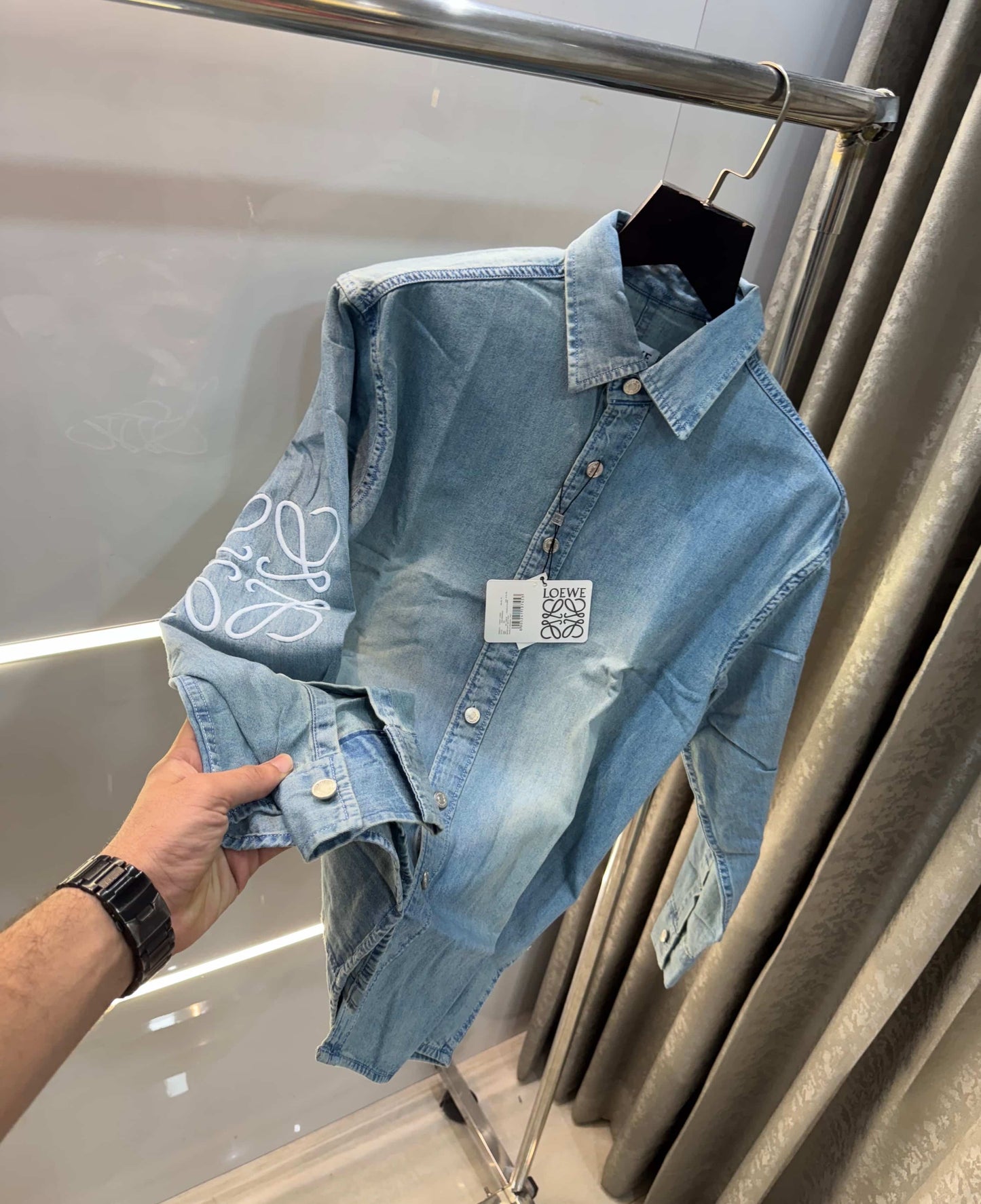 L0ewe Greenish Designer Imported Denim Jacket