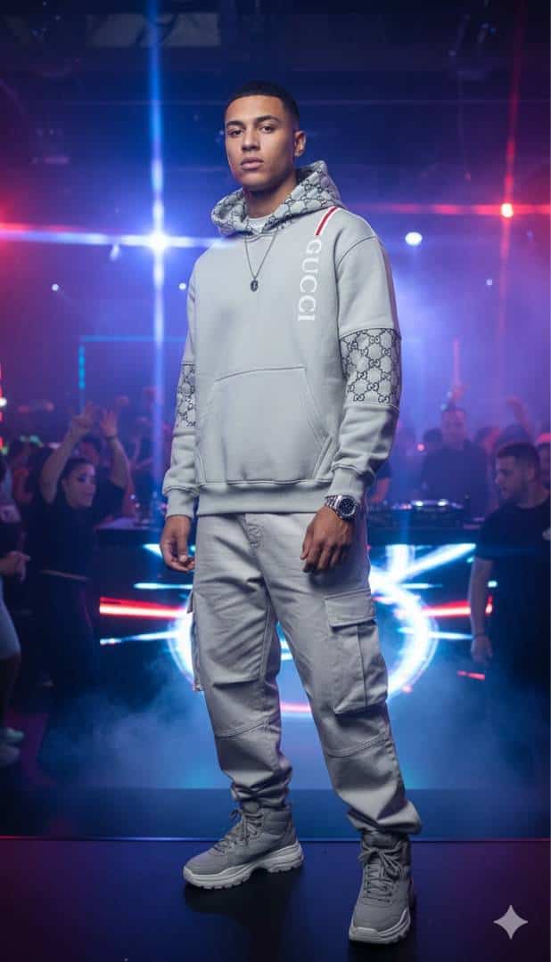 GUCC_I GREY PREMIUM HOODIES AVAILABLE IN ULTRA PREMIUM QUALITY WITH MONOGRAM ON SLEEVES