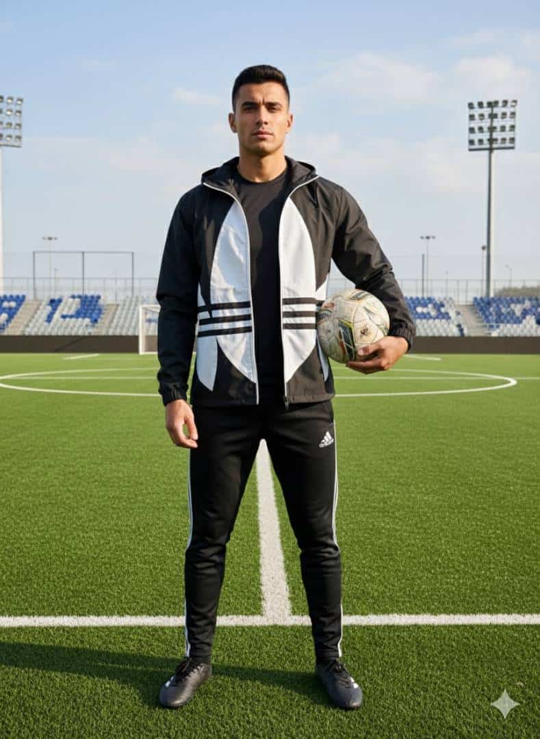 ADIDA_S BLACK ORIGINALS TREFOIL WHITE LOGO TRACK TOP TRAINING JACKET FASHION